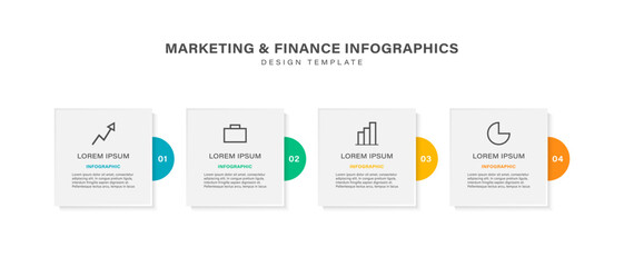 Poster - Vector infographic with icons and four steps or options. Horizontal business or marketing infographic template
