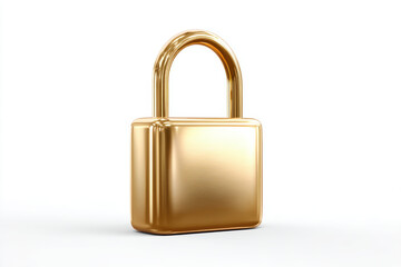 Poster - Golden padlock standing alone on a clean white background, symbolizing security and protection in a modern environment