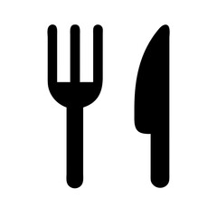 Poster - Fork and knife icon, simple design, black, for menus