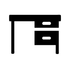 Poster - Simple desk icon, black and white, for website design