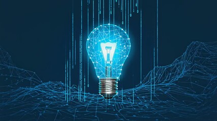 Leinwandbilder - Glowing Lightbulb in a Digital Landscape
