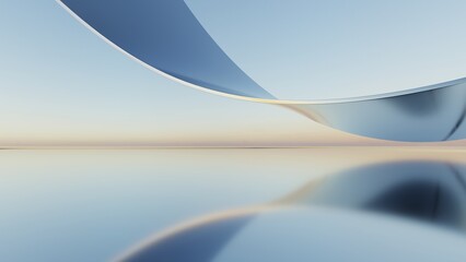 Fototapete - 3d illustration of abstract minimal architecture background, geometric architectural with curve design, Car presentation