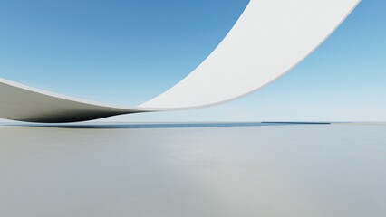 Aufkleber - 3d illustration of abstract minimal architecture background, geometric architectural with curve design, Car presentation
