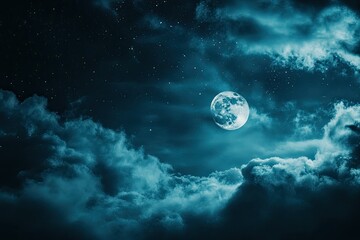 Wall Mural - full moon, night sky, clouds