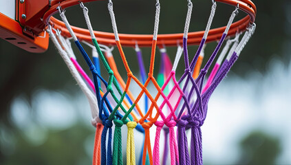 Colorful Basketball Net Abstract Background with Vibrant Rainbow Hues Wallpaper