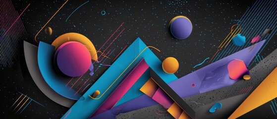 Poster - abstract geometric background with vibrant colors and dynamic shapes in a modern design, creating a 