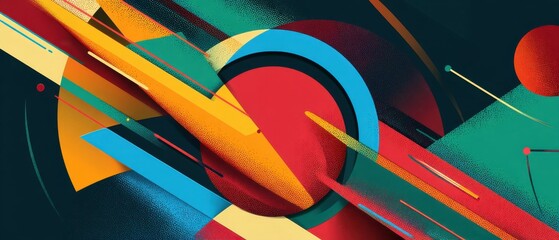Poster - dynamic abstract background with geometric shapes and vibrant colors, creating a modern and energeti
