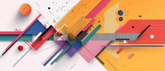 Poster - vibrant geometric abstract background with colorful shapes and lines in dynamic composition for mode
