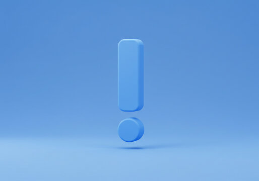 Exclamation Mark Symbol in Light Blue 3D Render