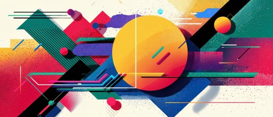Poster - vibrant geometric abstract background with bold shapes and bright colors, creating a modern and dyna