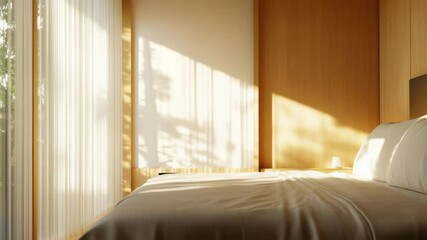 Poster - A painting falls from the wall in a small daylight-lit room with a bed