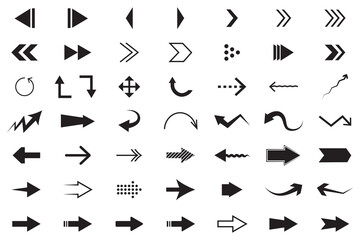 Aufkleber - Set of Black Arrows Icons Vector Collection. Different Arrow icon big set. Design elements. Eps 10