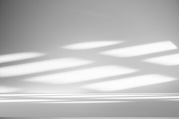 Leinwandbilder - Wall interior background, studio and backdrops show products.with shadow from window color white and grey. background for text insertion and presentation product	
