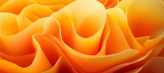 Canvas Print - abstract warm yellow, golden orange layered paper folds forming dynamic waves on gradient background