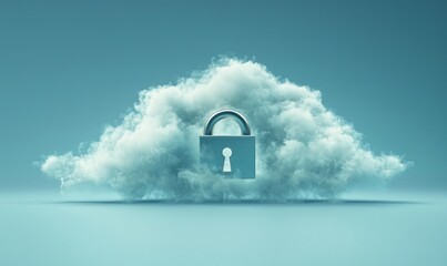 Fototapete - Cloud security concept with padlock symbolizing data protection and privacy