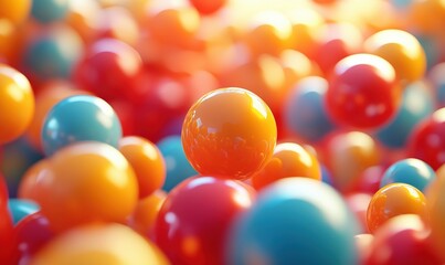 Poster - colorful abstract spheres in vibrant hues of red, blue, orange, and yellow