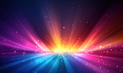 Poster - colorful abstract background with radiant light beams and sparkling stars