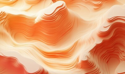 Poster - abstract orange and cream wave patterns in 3d rendering with smooth textures