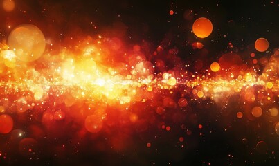 Poster - Vibrant abstract background with glowing orange and golden bokeh lights