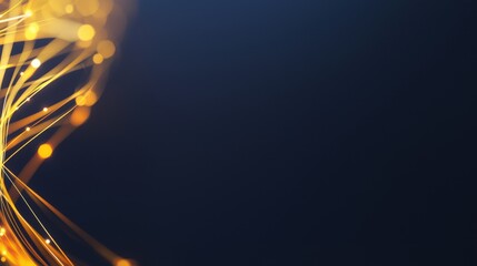 Poster - Elegant golden strands create a captivating powerpoint background with ample copy space for digital content.