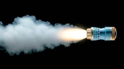 Poster - Creative Representation of a Torch Emitting Smoke Against a Black Background, Showcasing Contrast Between Light and Shadow