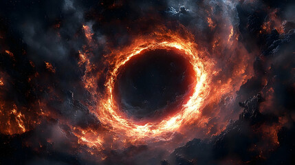 Wall Mural - Fiery cosmic ring encircles dark void.