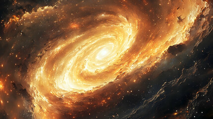 Wall Mural - Intense spiral galaxy in cosmic expanse.