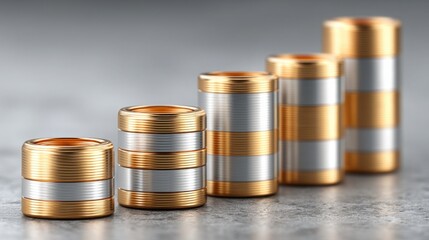Poster - Stack of coins representing wealth accumulation and financial growth in a clean and organized display