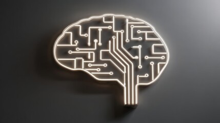 Poster - Brain made of circuits illustrating neural finance stream and continuous artificial intelligence backed concepts for growth