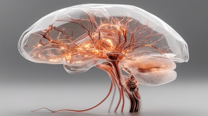 Poster - Human brain depicting neural fund concept and ai-curated asset model for intelligent financial decision-making processes