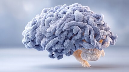 Poster - Artistic brain formed from mesh material illustrating neural networks and their role in market analysis and trading
