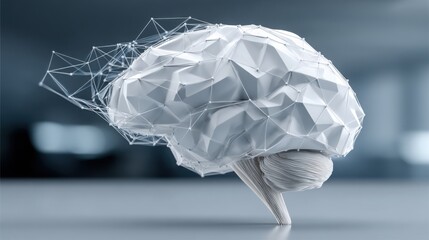 Poster - white brain enveloped by wire illustrating ai-integrated decision making in financial trading and in