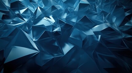 Poster - Abstract dark blue metallic low poly background.