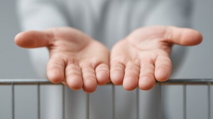 Poster - Person's hands resting on railing depicting no-friction investment icon concept for barrier-free funding