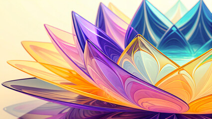 Wall Mural - Abstract 3D geometric colorful rainbow glass translucent background with shape.