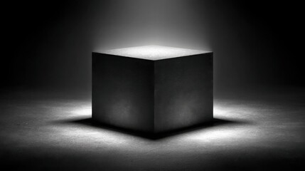 Poster - Mysterious cube in shadows representing the concept of invisible financial architecture and hidden market structures