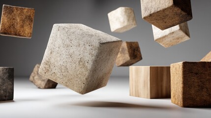 Poster - Collection of wooden blocks stacked together demonstrating stability and the concept of core asset gravity in finance