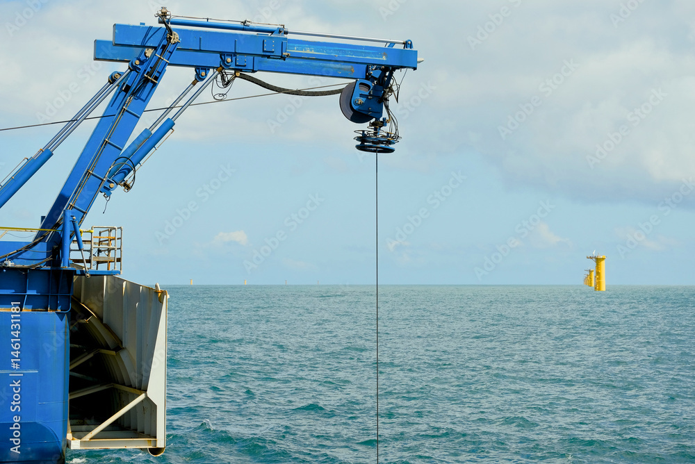 ROV Deployment From Cable Laying Vessel During Offshore Subsea Survey ...