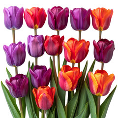 Wall Mural - vibrant tulips various shades of purple, red, and orange create stunning floral display, showcasing 