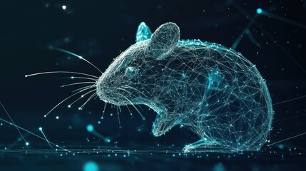 Poster - Abstract polygonal mouse, digital art, glowing lines.