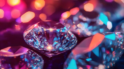 Poster - Sparkling diamonds resting on luxurious velvet under vibrant party lights, Diamonds On Velvet In Party Lights