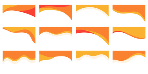 Wall Mural - Set of Orange Wave Abstract Headers with Gradient Tones and Dynamic Curved Designs for Web and Graphic Applications