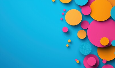 Poster - Colorful abstract circles on vibrant blue background for modern design projects