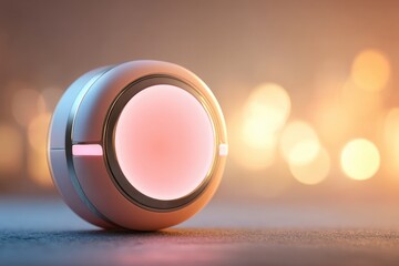 Poster - elegant close-up of futuristic light with soft, glowing pink orb and ambient bokeh, demonstrating cu