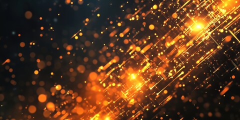 Poster - dynamic orange and gold light streaks creating a vibrant abstract background