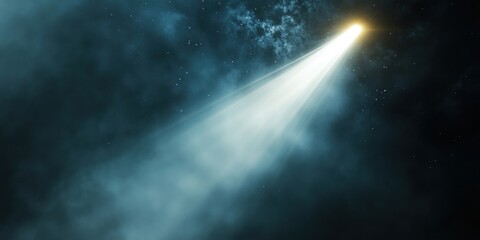 Poster - Bright comet streaking through dark cosmic space with glowing tail and stars
