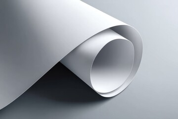 Poster - A clean and simple abstract image of rolled up white paper on a light gray background, creating a sense of minimalism and modern design, suitable for graphic design.