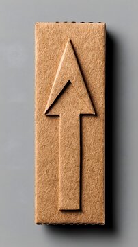 Brown Cardboard Packaging with Embossed Up Arrow