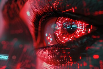 Poster - Human eye overlaid with digital circuit pattern, portraying cybernetics and technological augmentation