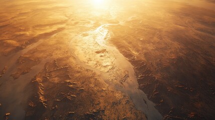Wall Mural - earth from space, illustrating the natural features like rivers, forests, and deserts, with a bright